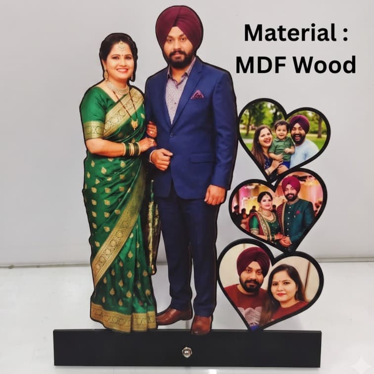 Personalized Cutout frame with 3 heart Photos table top image 2