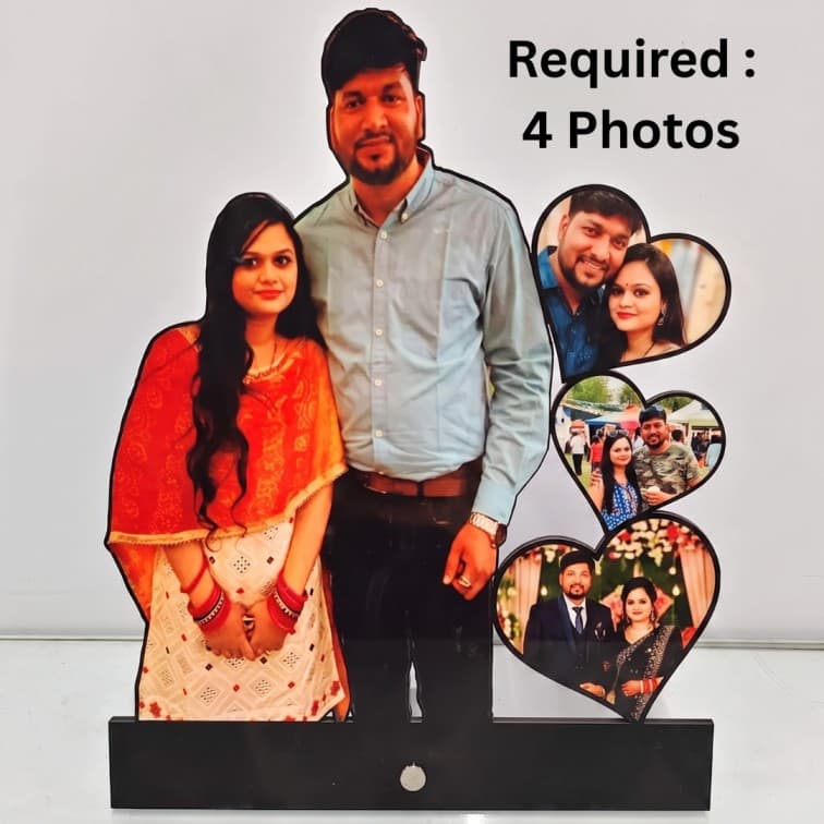 Personalized Cutout frame with 3 heart Photos table top image 4