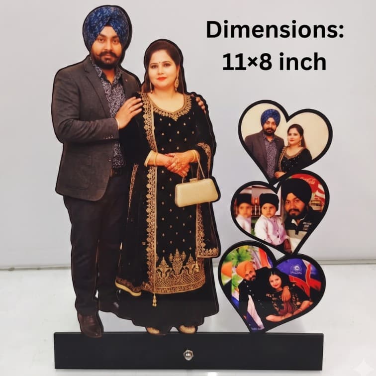 Personalized Cutout frame with 3 heart Photos table top image 3