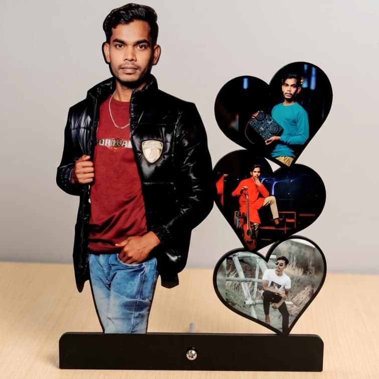 Personalized Cutout frame with 3 heart Photos table top image 5