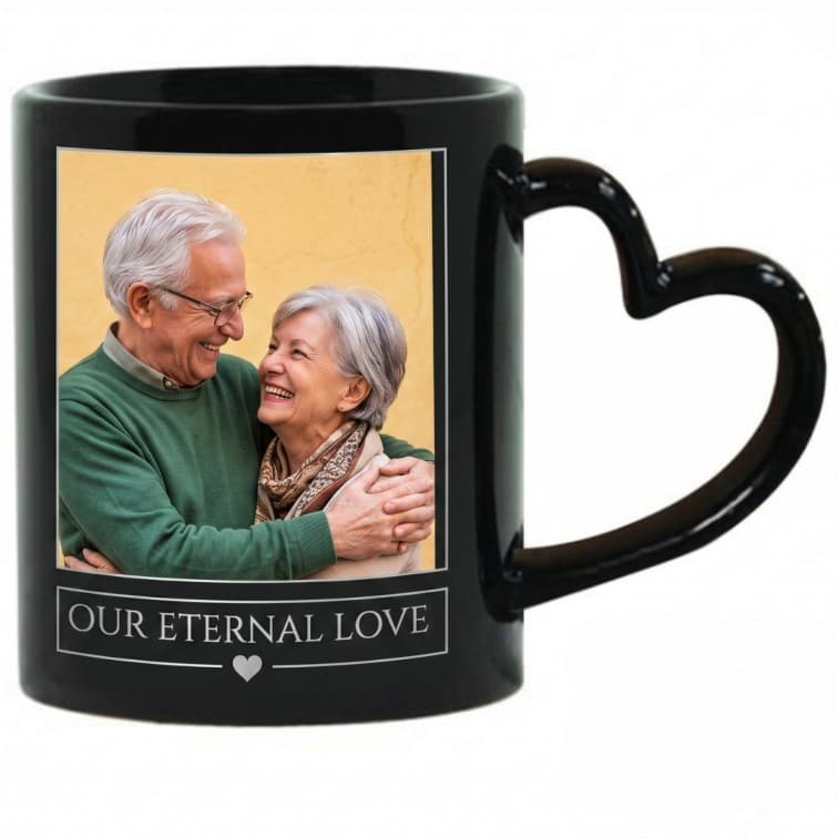 Personalized Heart-Handle Photo Mug (Black Mug) image 3
