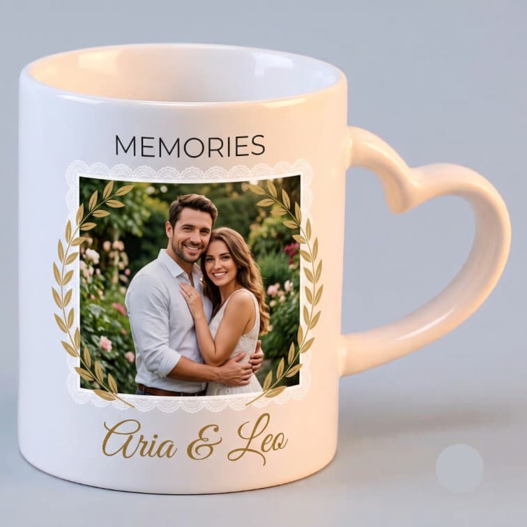Personalized Heart-Handle Photo Mug (White Mug) image 3