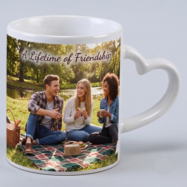 Personalized Heart-Handle Photo Mug (White Mug) image 2