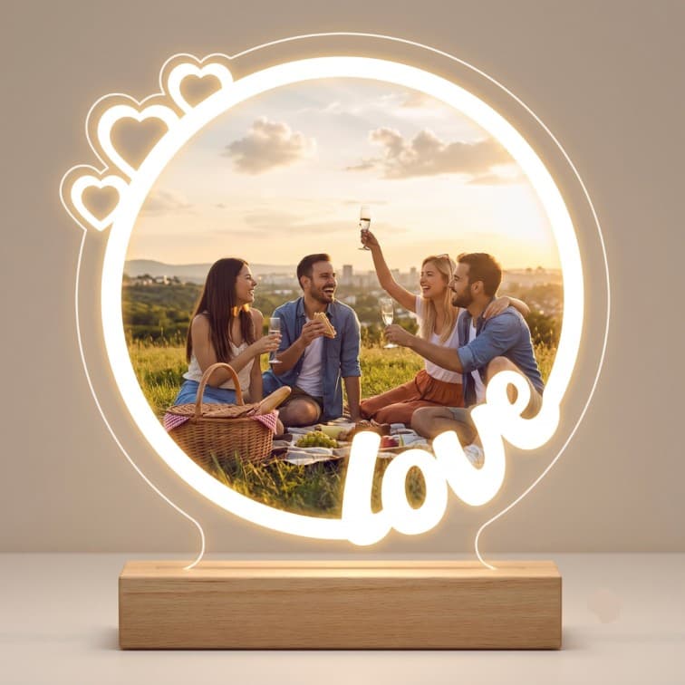 Personalized Photo Lamp with Wooden Base & Warm Glow image 4