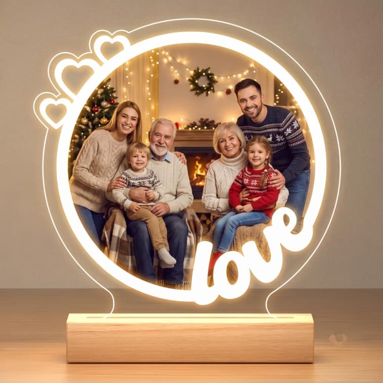 Personalized Photo Lamp with Wooden Base & Warm Glow image 5