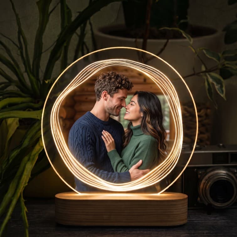Custom Glowing Acrylic Photo Frame Light – Personalized Couple Keepsake Lamp