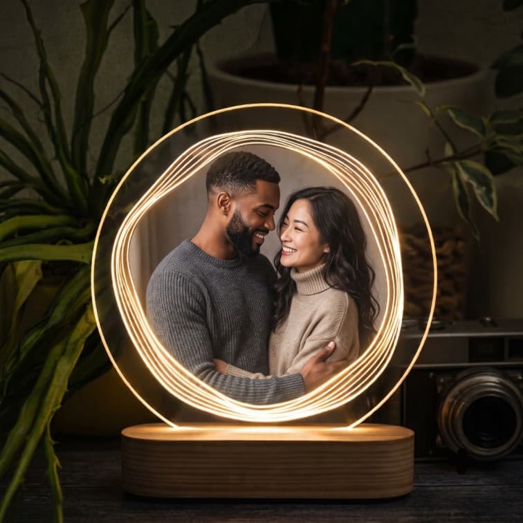 Custom Glowing Acrylic Photo Frame Light – Personalized Couple Keepsake Lamp image 4