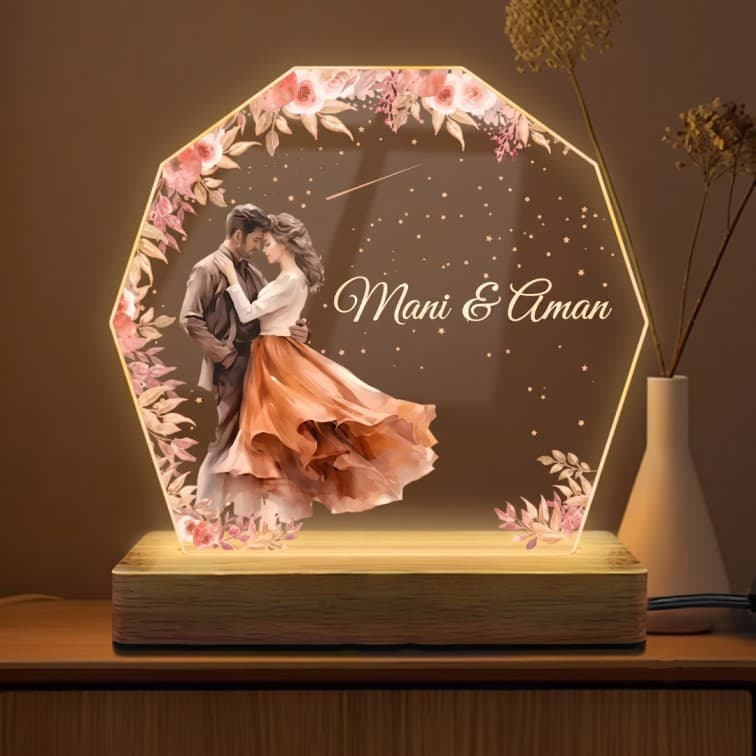 Personalized Couple Portrait & Name Desk Lamp image 5