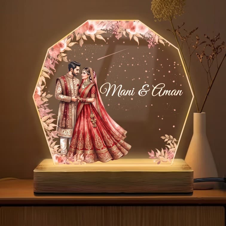 Personalized Couple Portrait & Name Desk Lamp image 4