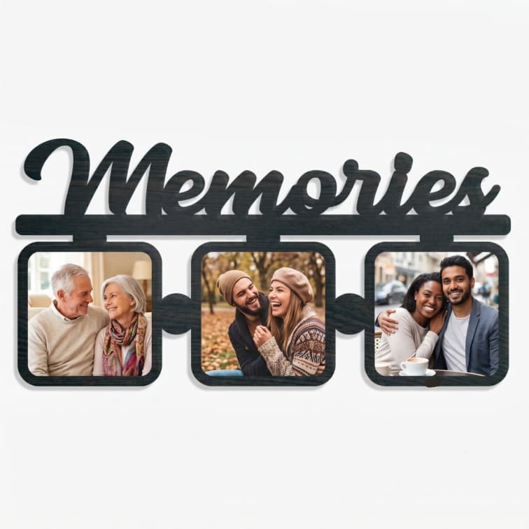 Personalized "Memories" 3-Frame Wooden Wall Hanging Decor (12x6 Inch) image 4