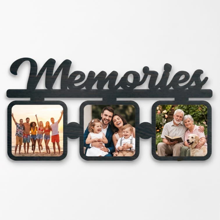 Personalized "Memories" 3-Frame Wooden Wall Hanging Decor (12x6 Inch) image 3