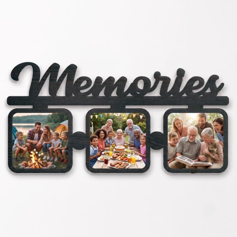 Personalized "Memories" 3-Frame Wooden Wall Hanging Decor (12x6 Inch) image 5