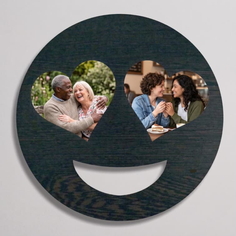 Custom Heart-Eye Emoji Wooden Photo Frame (12x12 Inch) image 5