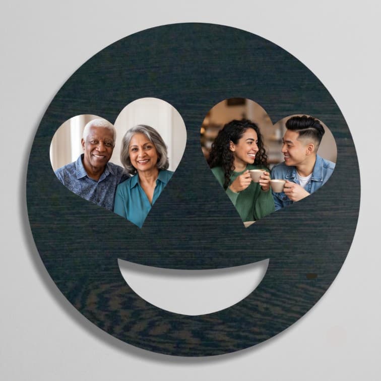Custom Heart-Eye Emoji Wooden Photo Frame (12x12 Inch) image 3