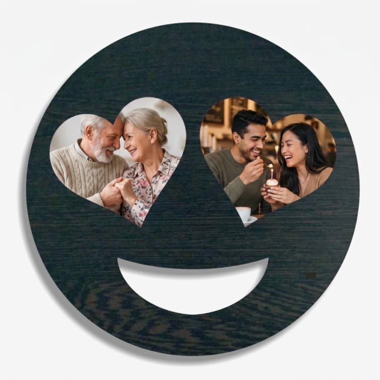 Custom Heart-Eye Emoji Wooden Photo Frame (12x12 Inch) image 4