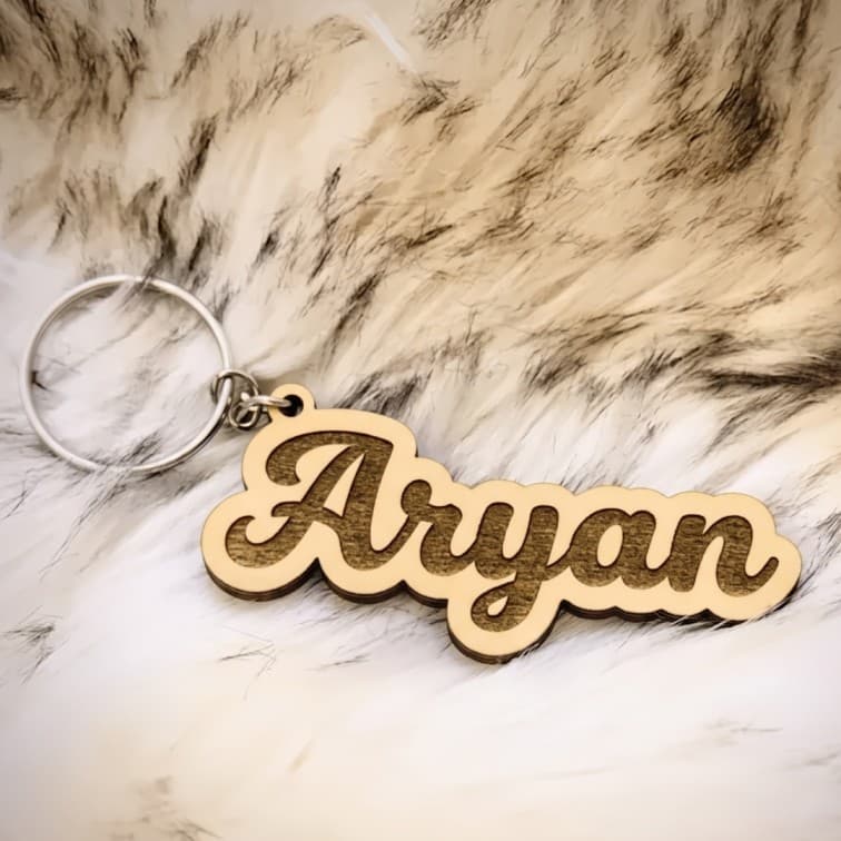 Custom Wooden Name Keychain – Laser Engraved Personalized Keychain with Metal Ring image 5