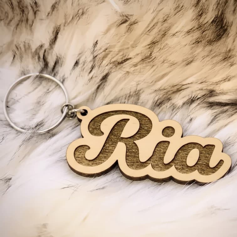 Custom Wooden Name Keychain – Laser Engraved Personalized Keychain with Metal Ring image 2