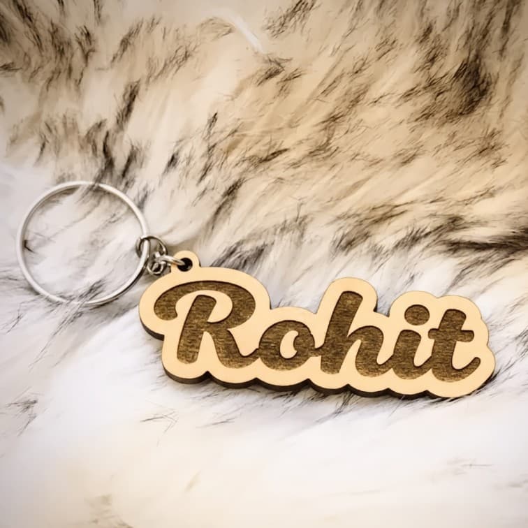 Custom Wooden Name Keychain – Laser Engraved Personalized Keychain with Metal Ring image 3