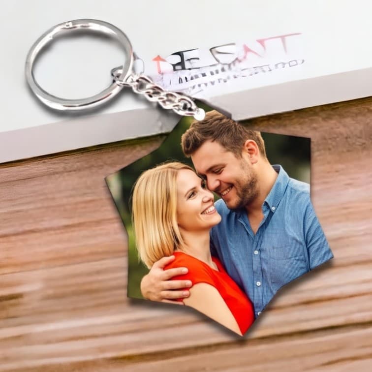 Custom Star Photo Keychain – Personalized Acrylic Picture Keyring image 4