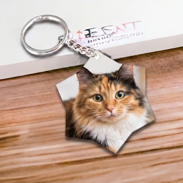 Custom Star Photo Keychain – Personalized Acrylic Picture Keyring image 5