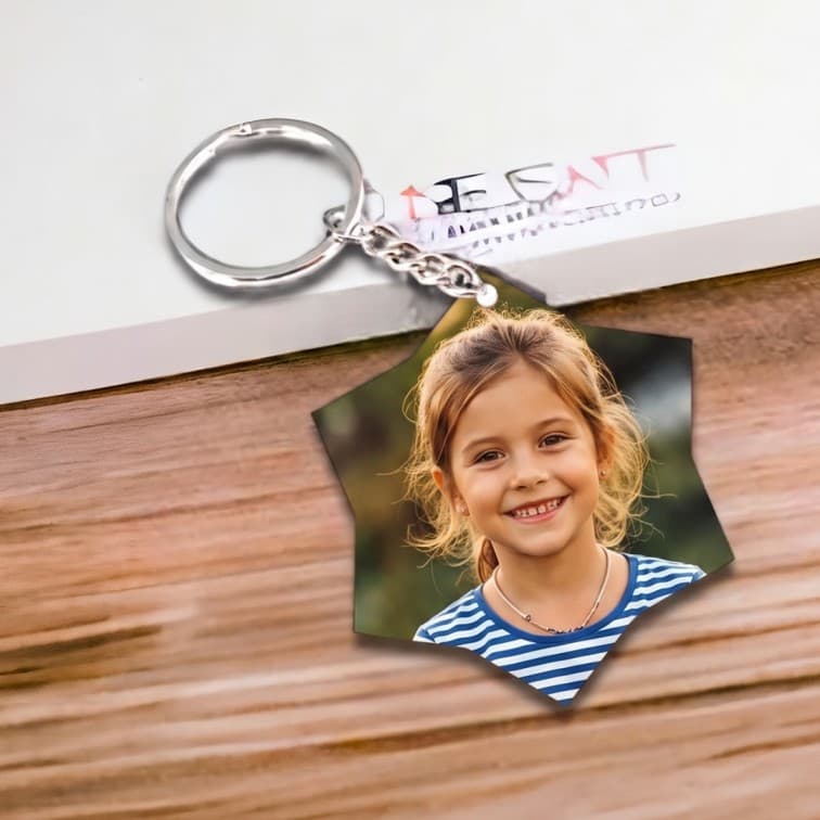 Custom Star Photo Keychain – Personalized Acrylic Picture Keyring image 2