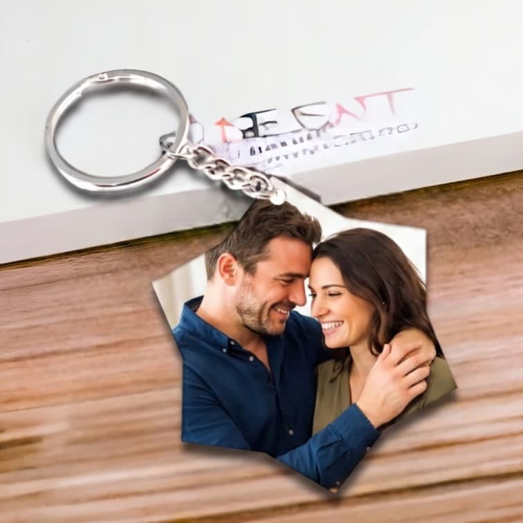 Custom Star Photo Keychain – Personalized Acrylic Picture Keyring image 3
