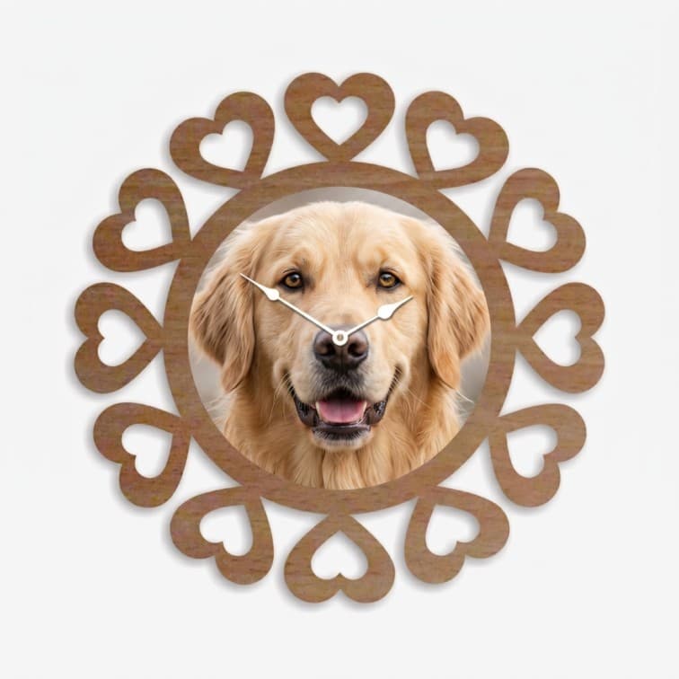 Custom Wooden Heart Wall Clock with Personalised Photo – Romantic Gift for Couples, Anniversaries & Valentine's Day
