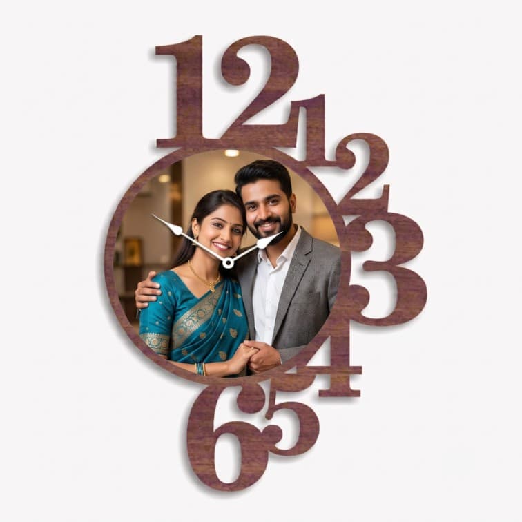 Custom Personalized Wooden Wall Clock – Premium Photo Cutout Wall Decor image 2
