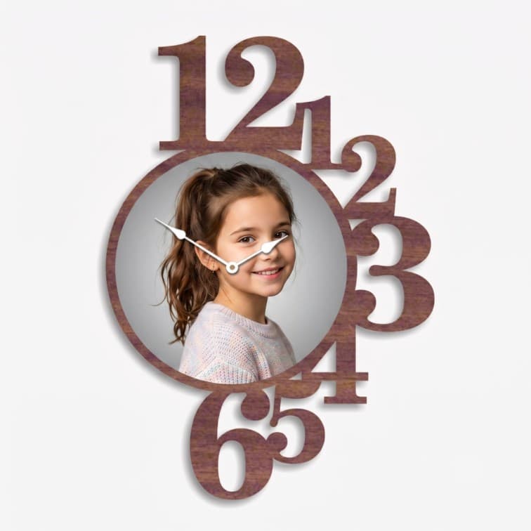 Custom Personalized Wooden Wall Clock – Premium Photo Cutout Wall Decor image 5