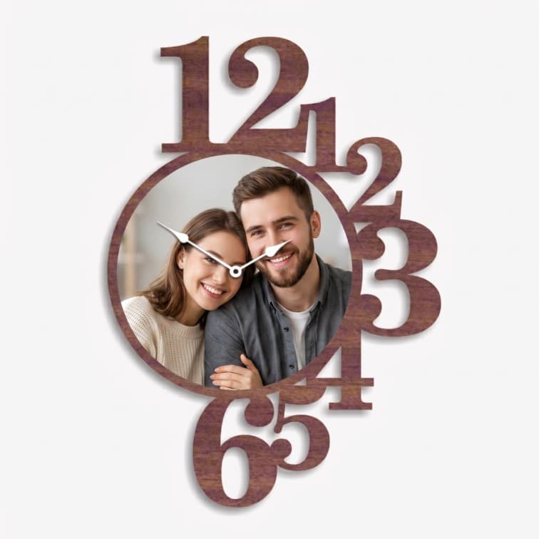 Custom Personalized Wooden Wall Clock – Premium Photo Cutout Wall Decor image 3
