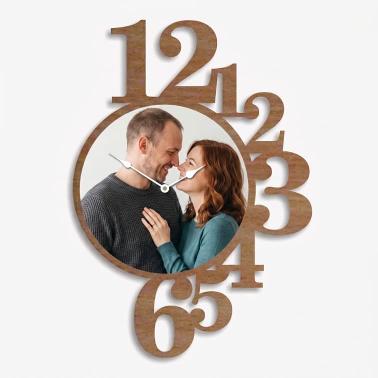 Custom Wooden Photo Wall Clock – Personalised Picture Frame Keepsake image 3