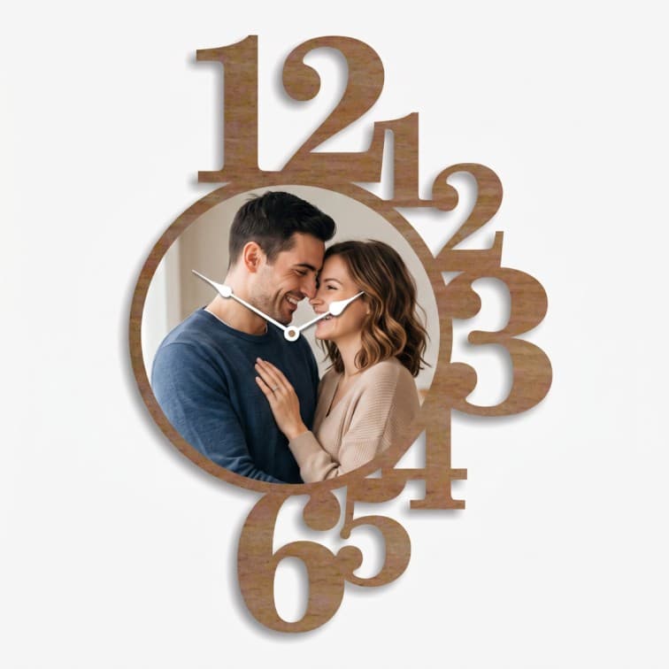 Custom Wooden Photo Wall Clock – Personalised Picture Frame Keepsake image 2