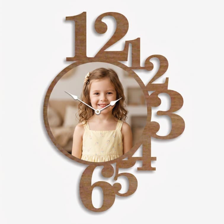 Custom Wooden Photo Wall Clock – Personalised Picture Frame Keepsake