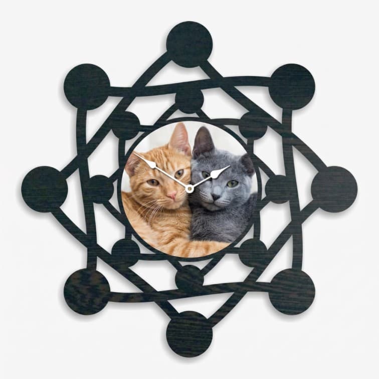 Personalized Geometric Wooden Wall Clock – Custom Photo Frame image 2