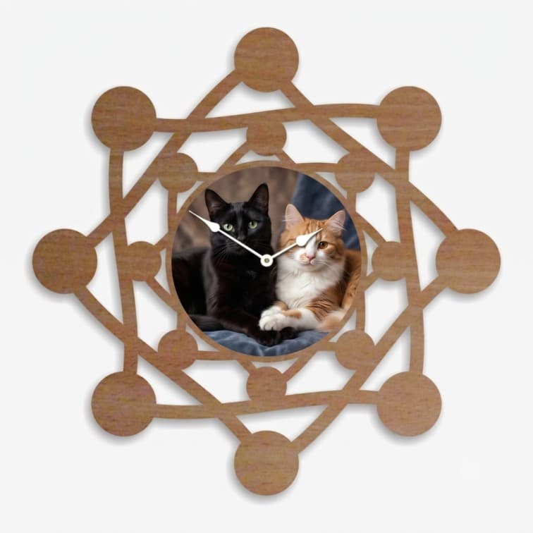 Personalized Geometric Wooden Wall Clock – Custom Photo Frame image 2