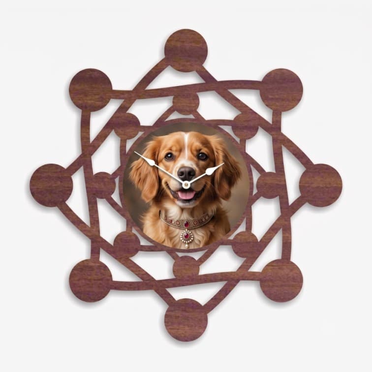 Customized Geometric Wooden Wall Clock with Personalized Photo Frame image 4