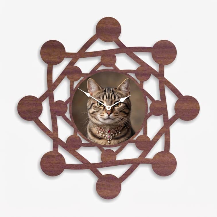 Customized Geometric Wooden Wall Clock with Personalized Photo Frame image 5