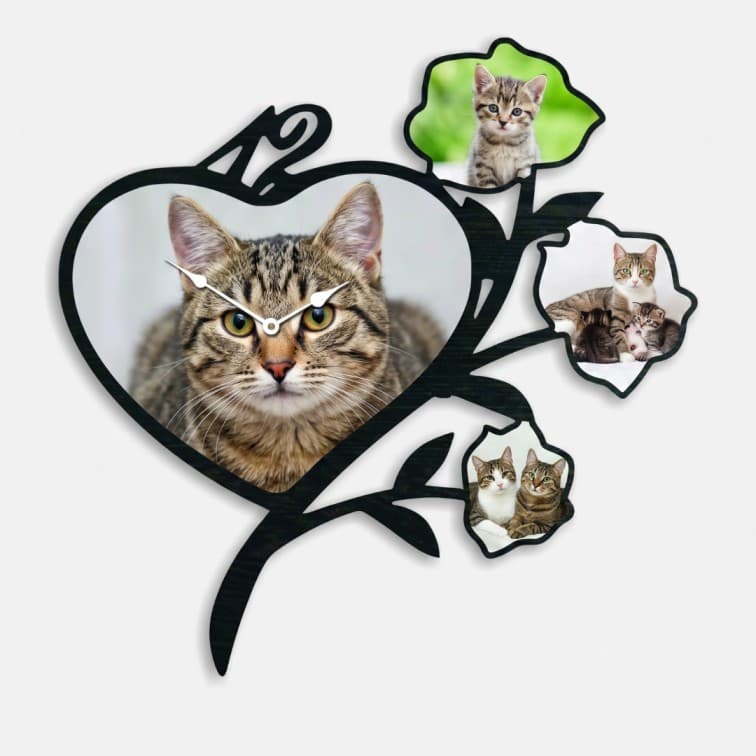 Custom Heart & Floral Branch Photo Wall Clock – Personalized Family & Couple Collage Frame image 5