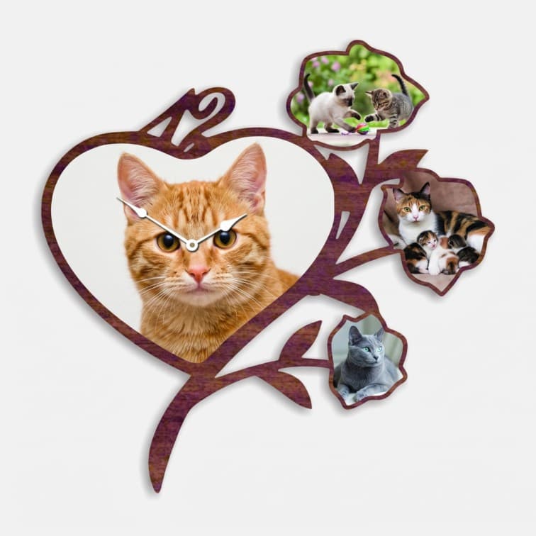Custom Heart & Flower Wooden Collage Wall Clock image 2