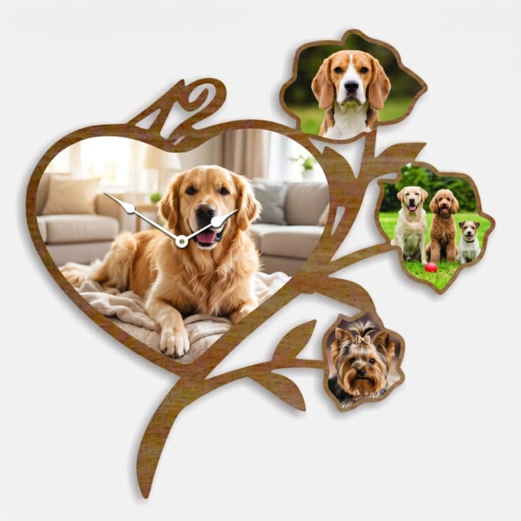 Personalized Heart & Rose Wooden Photo Wall Clock with Custom Pictures image 4