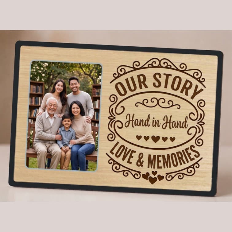 Personalized Wooden Picture Frame – "Our Story" Engraved Keepsake image 3