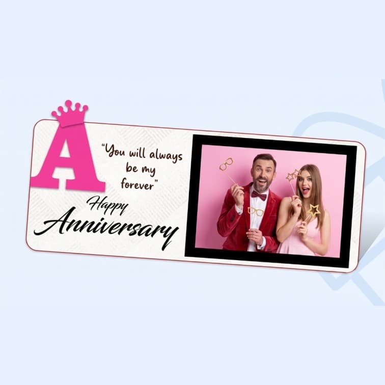 Personalized Crown Initial Desk Frame with Custom Photo & Message ( 9 X 3.5 inch )