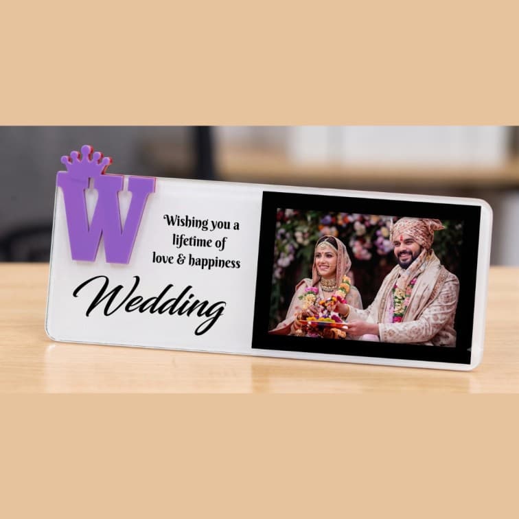 Personalized Crown Initial Desk Frame with Custom Photo & Message ( 9 X 3.5 inch ) image 2