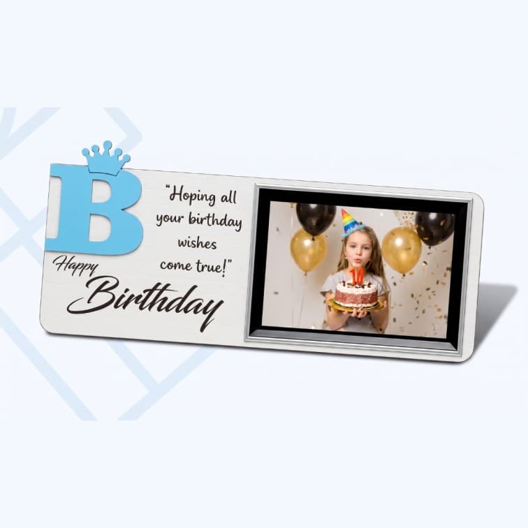 Personalized Crown Initial Desk Frame with Custom Photo & Message ( 9 X 3.5 inch ) image 5