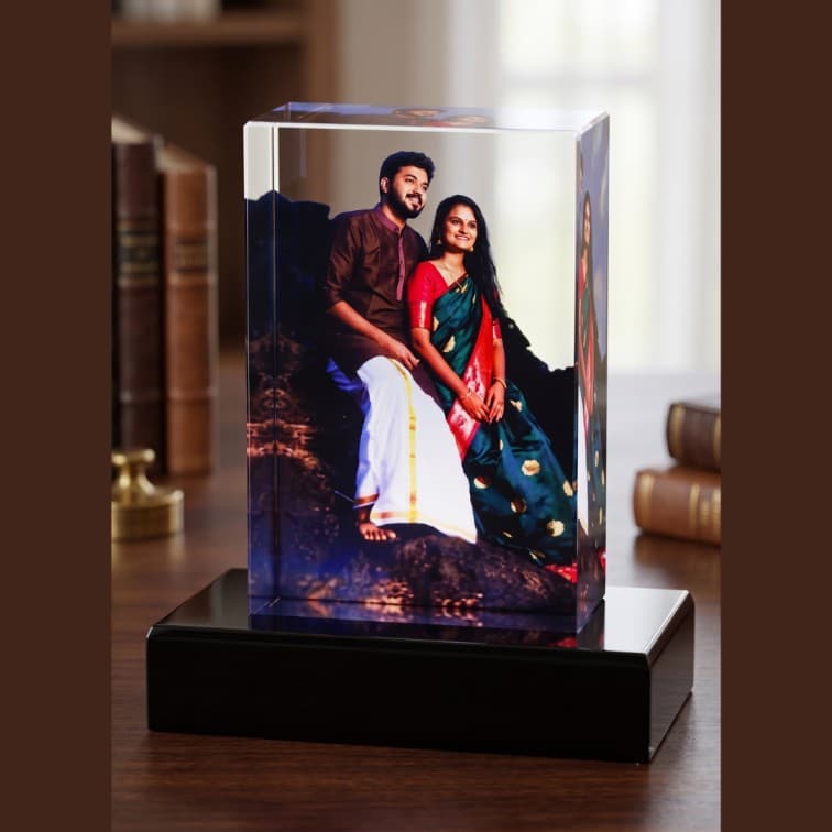 Custom 3D Laser-Etched Crystal Photo Block ( 2.5 X 5 X 7.5 cm )