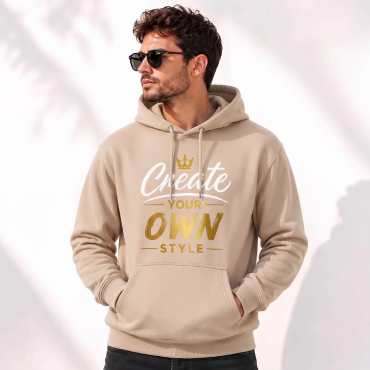 Personalized Beige Hoodie (Size: S, M, L, XL, XXL)