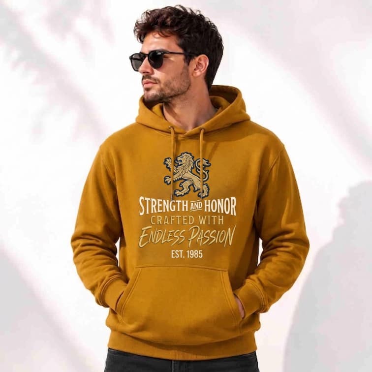 Personalized Mustard Yellow Hoodie (Size: S, M, L, XL, XXL)