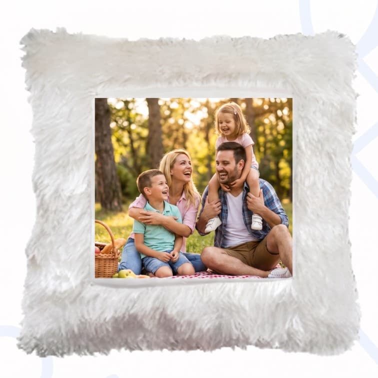 Custom Photo Print Pillow | White Faux-Fur Photo Pillow  image 2