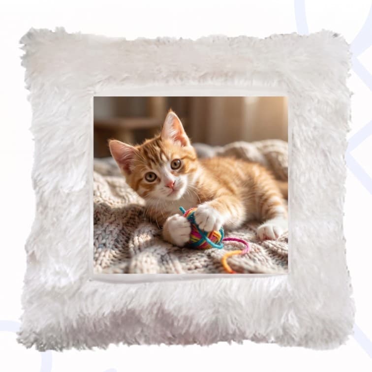 Custom Photo Print Pillow | White Faux-Fur Photo Pillow  image 5