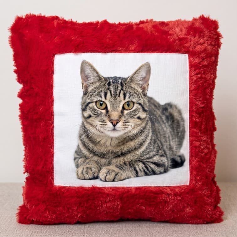 Custom Photo Print Pillow | Red Faux-Fur Photo Pillow image 3